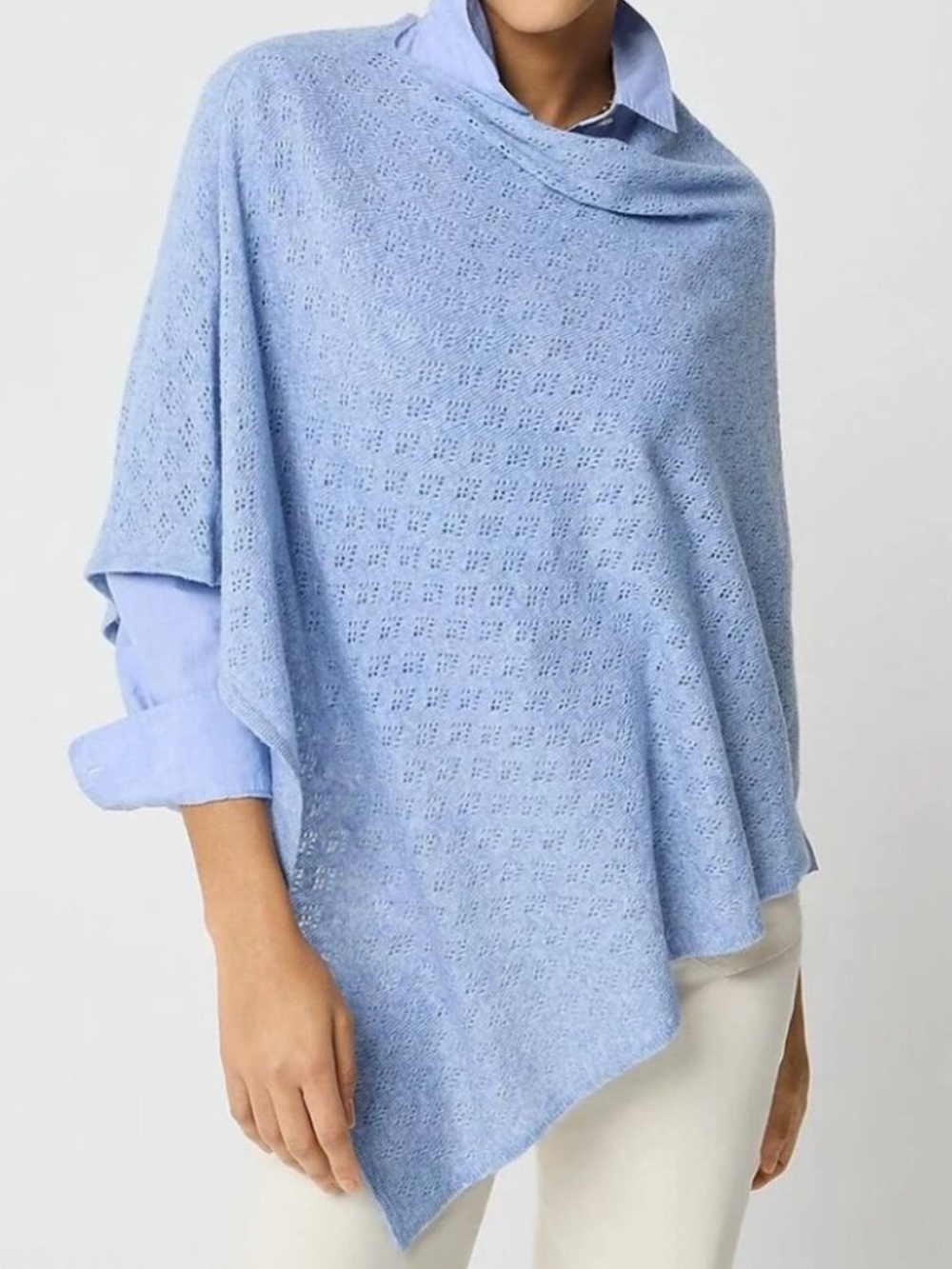 J crew blue Pointelle poncho